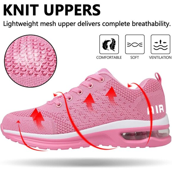 Ziitop Pink Ladies Non Slip Lightweight Fashion Sneakers Breathable Shoes - Picture 2 of 7